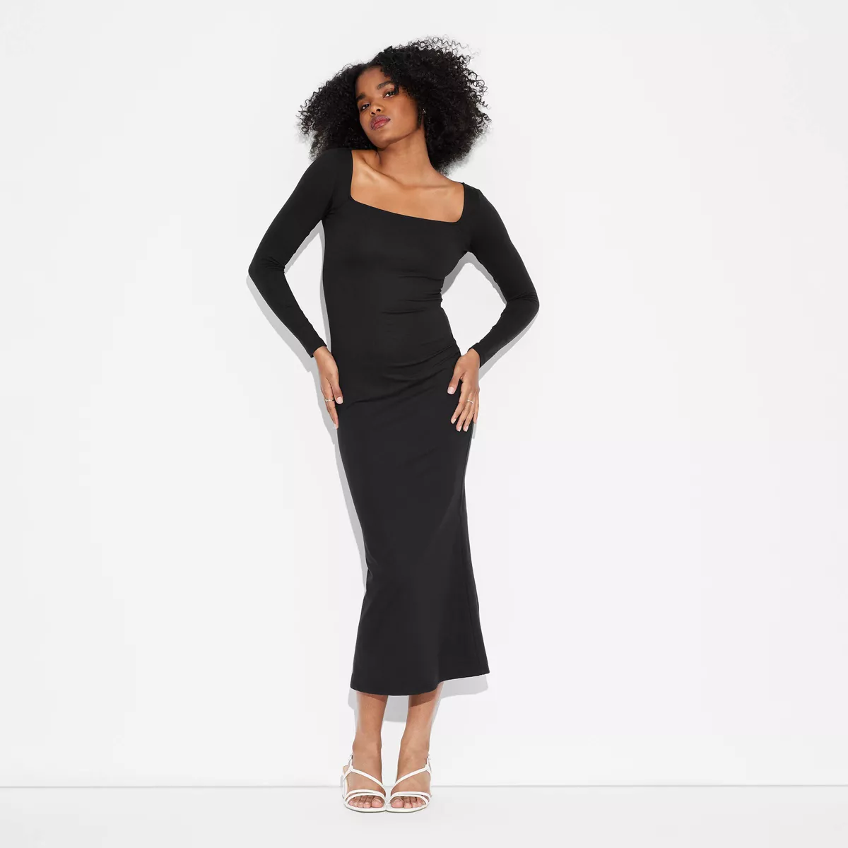 wild fable long sleeve black bodycon dress