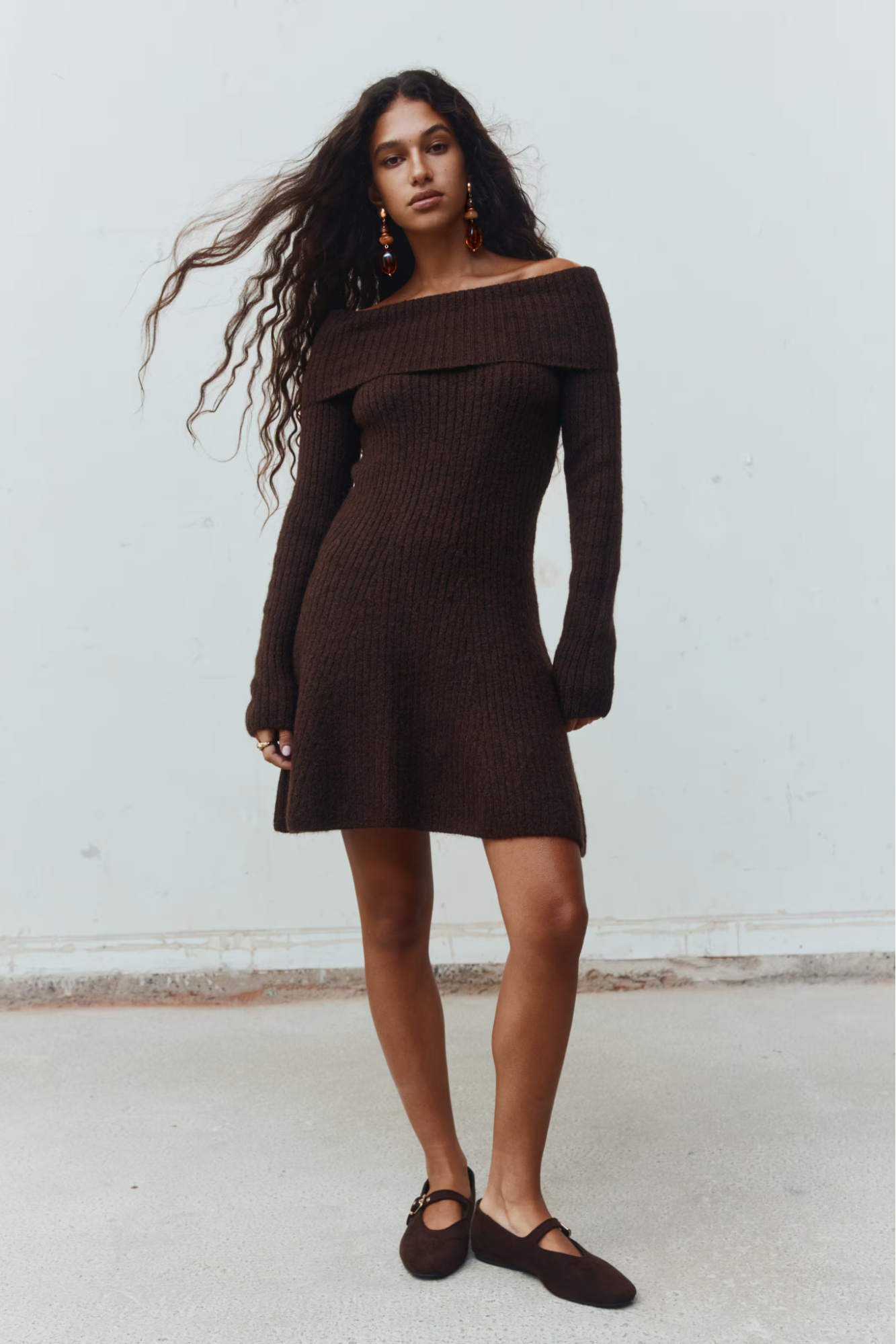 H&M Rib-Knit Off-the-Shoulder Dress