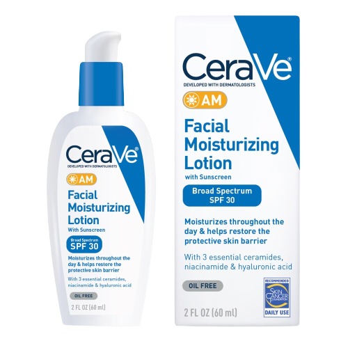 blue and white lotion bottle next to a blue and white box