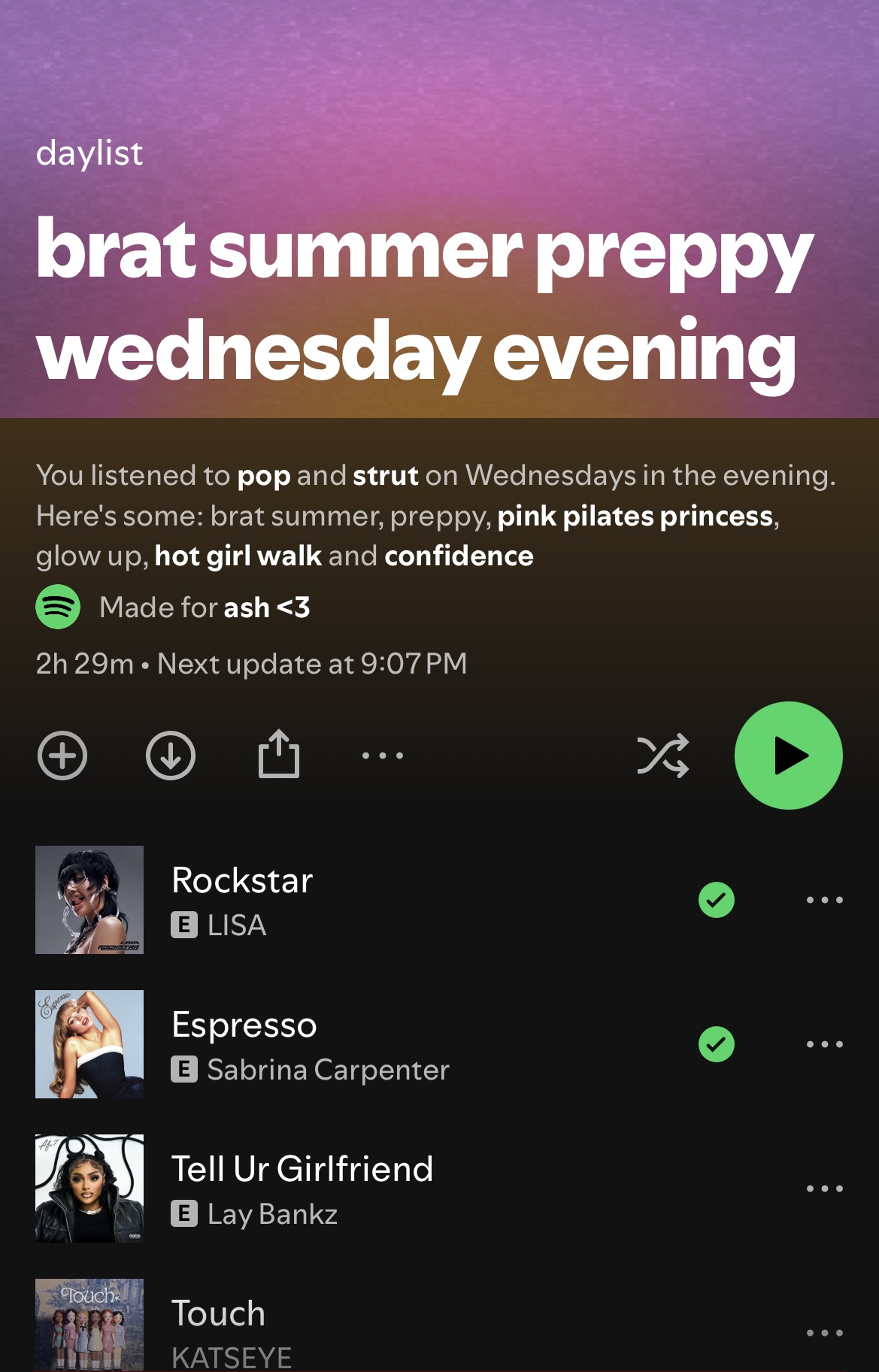 screenshot of spotify daylist