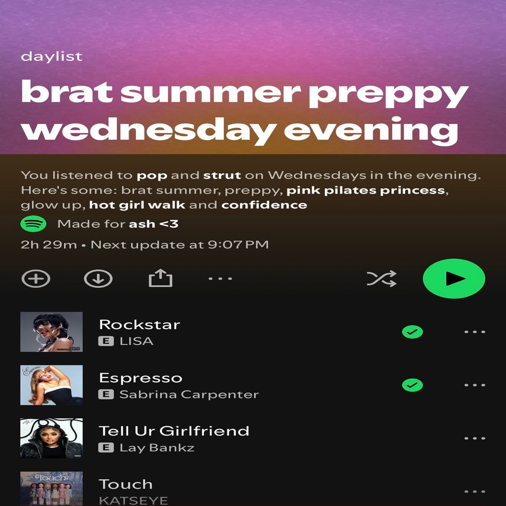 screenshot of spotify daylist