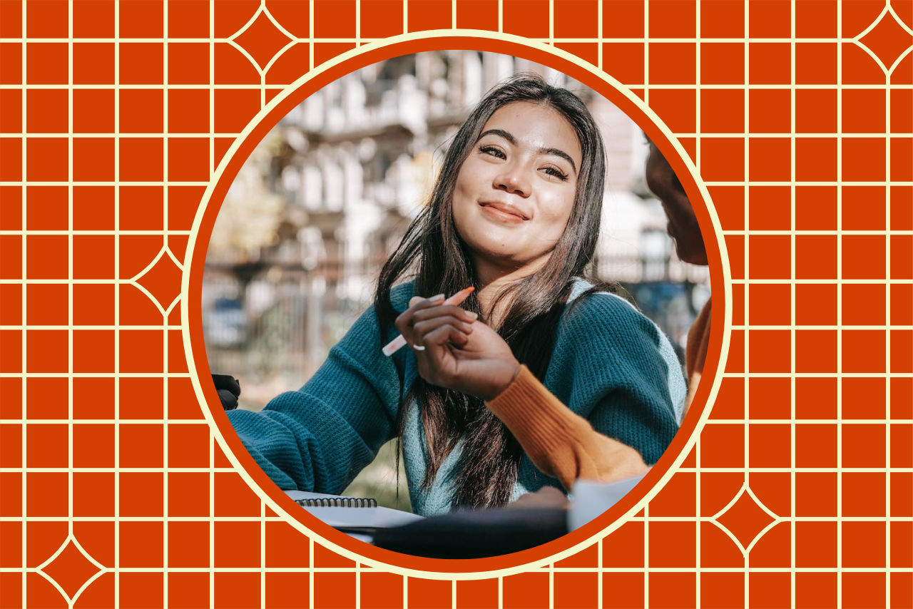 girl studying with notebook