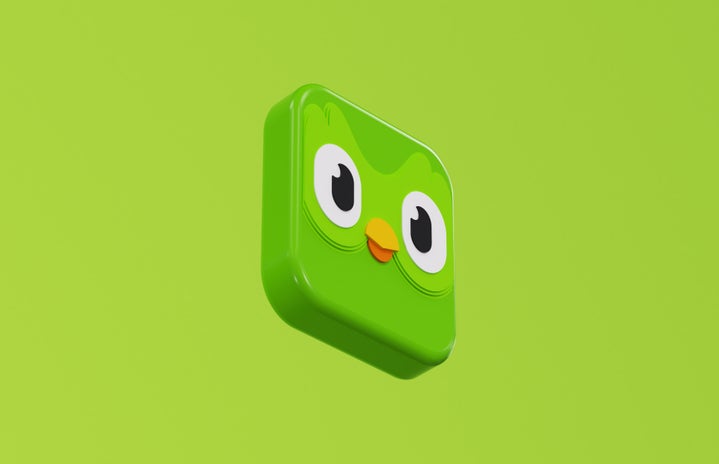 lime green background with Duolingo app icon in the middle
