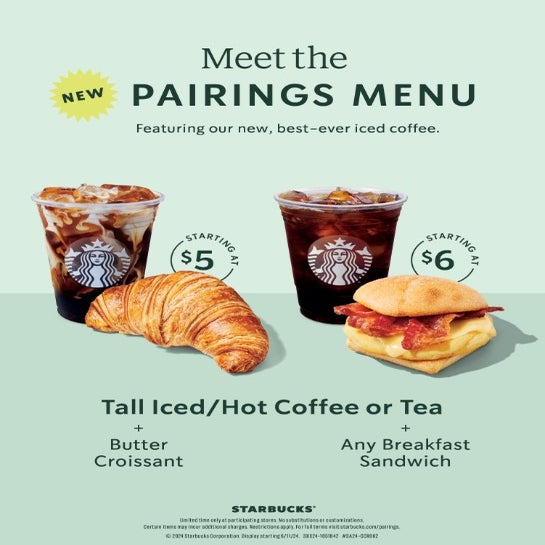 starbucks official pairings menu