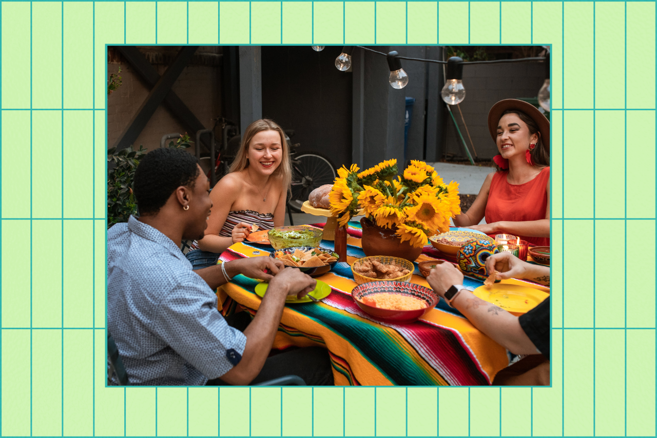 Friends eating a meal together