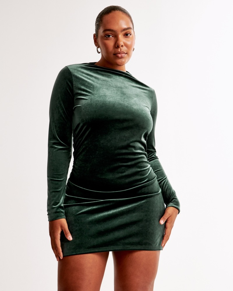 Abercrombie & Fitch Paloma Long-Sleeve Velvet Mini Dress