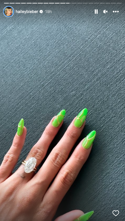 hailey bieber neon nails