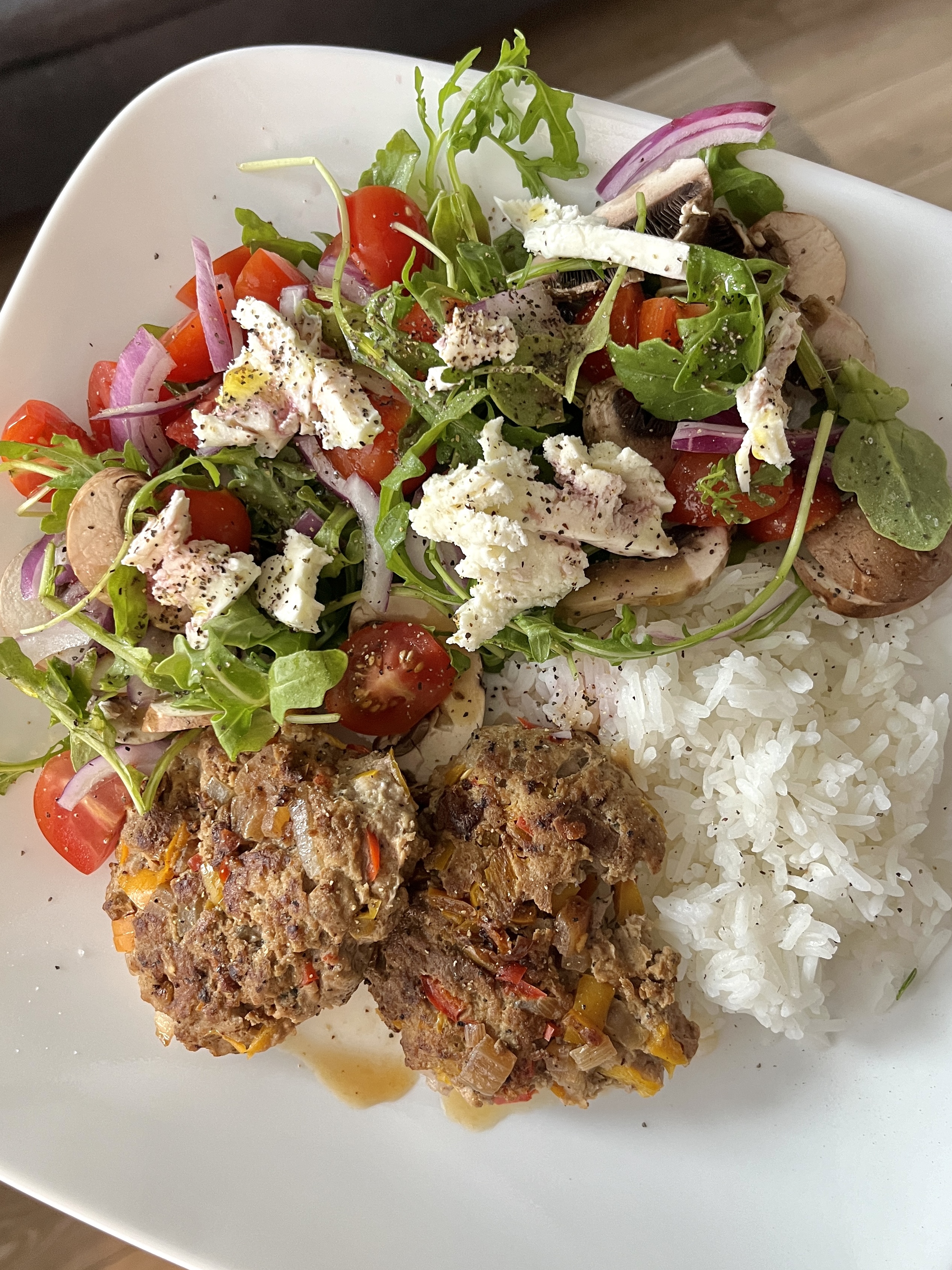 Turkey Patty with Rice and Veggies