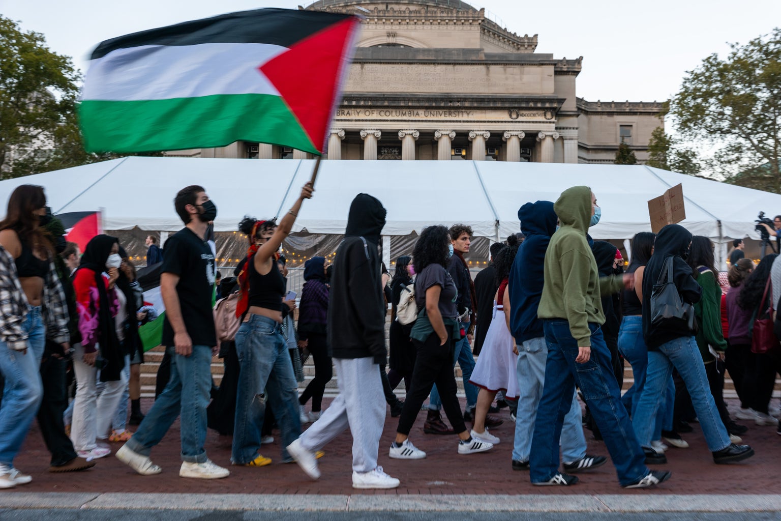 columbia university students at a pro-palestine protest