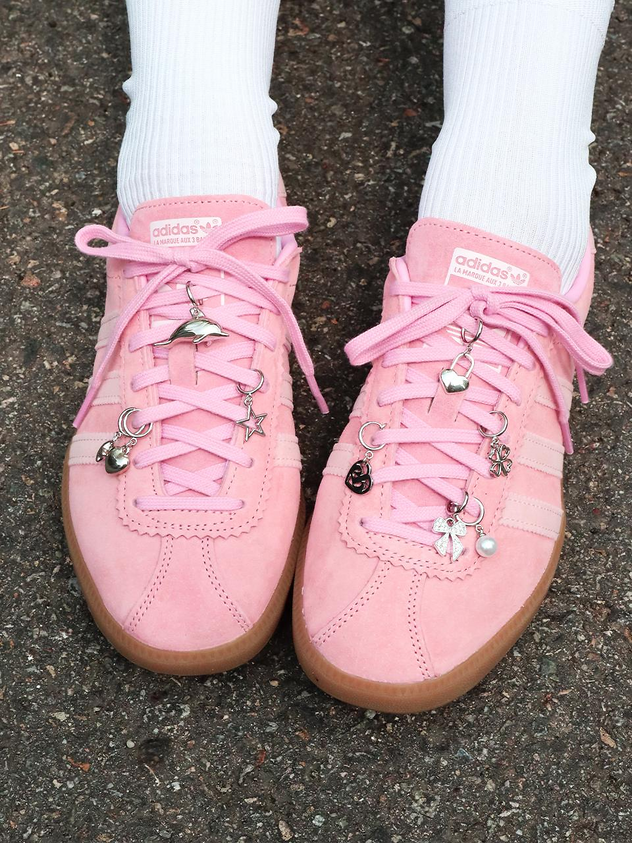 pink shoes silver charms