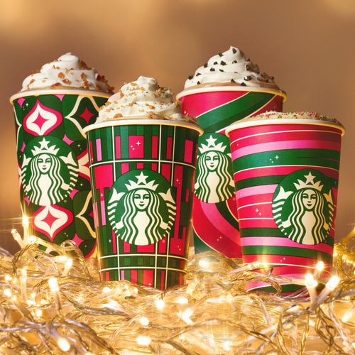 Starbucks Holiday Cups in Tangled Lights