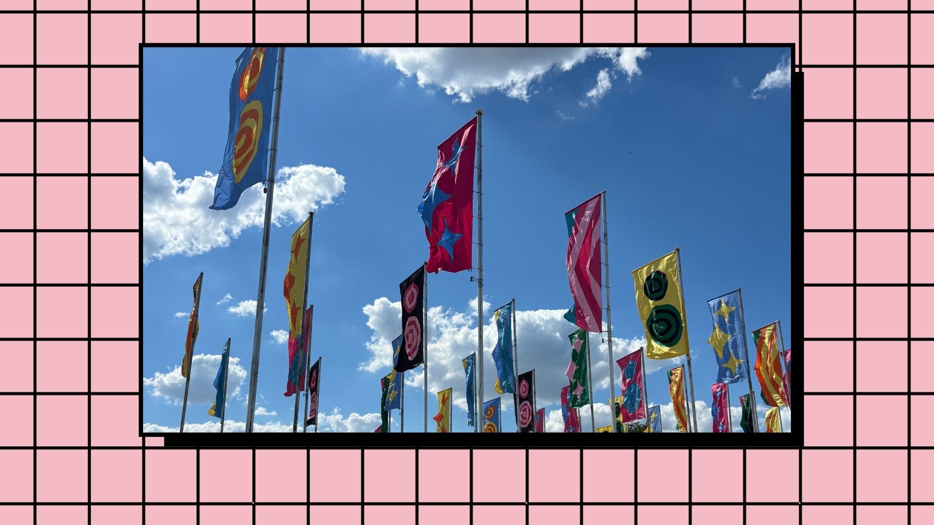 A picture I took at the Austin City Limits festival with a background made from canva