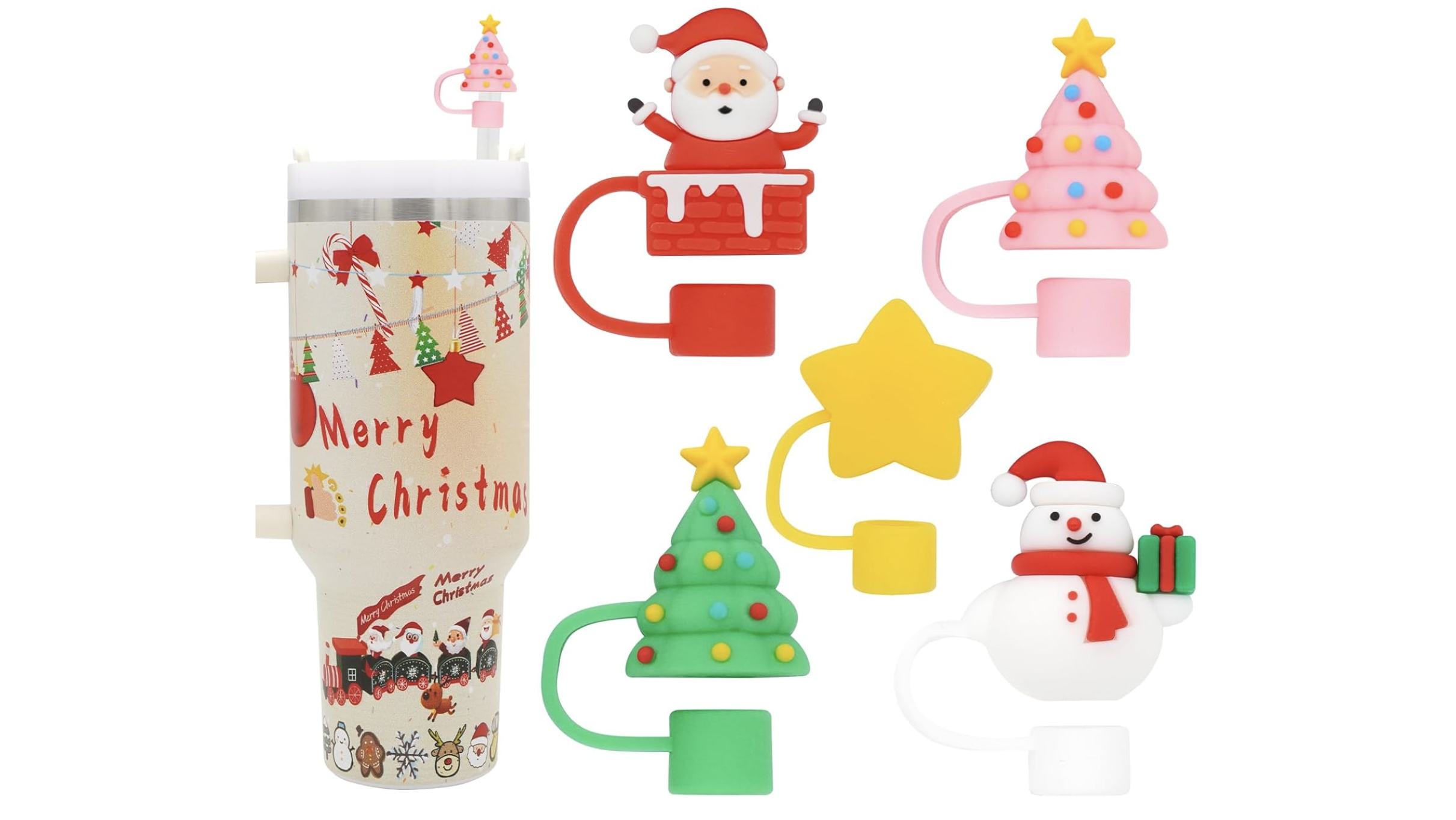 christmas stanley straw toppers