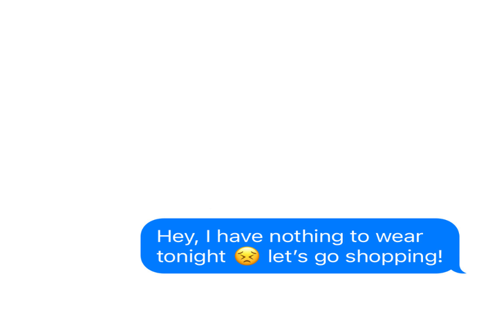 texting a friend asking to go shopping