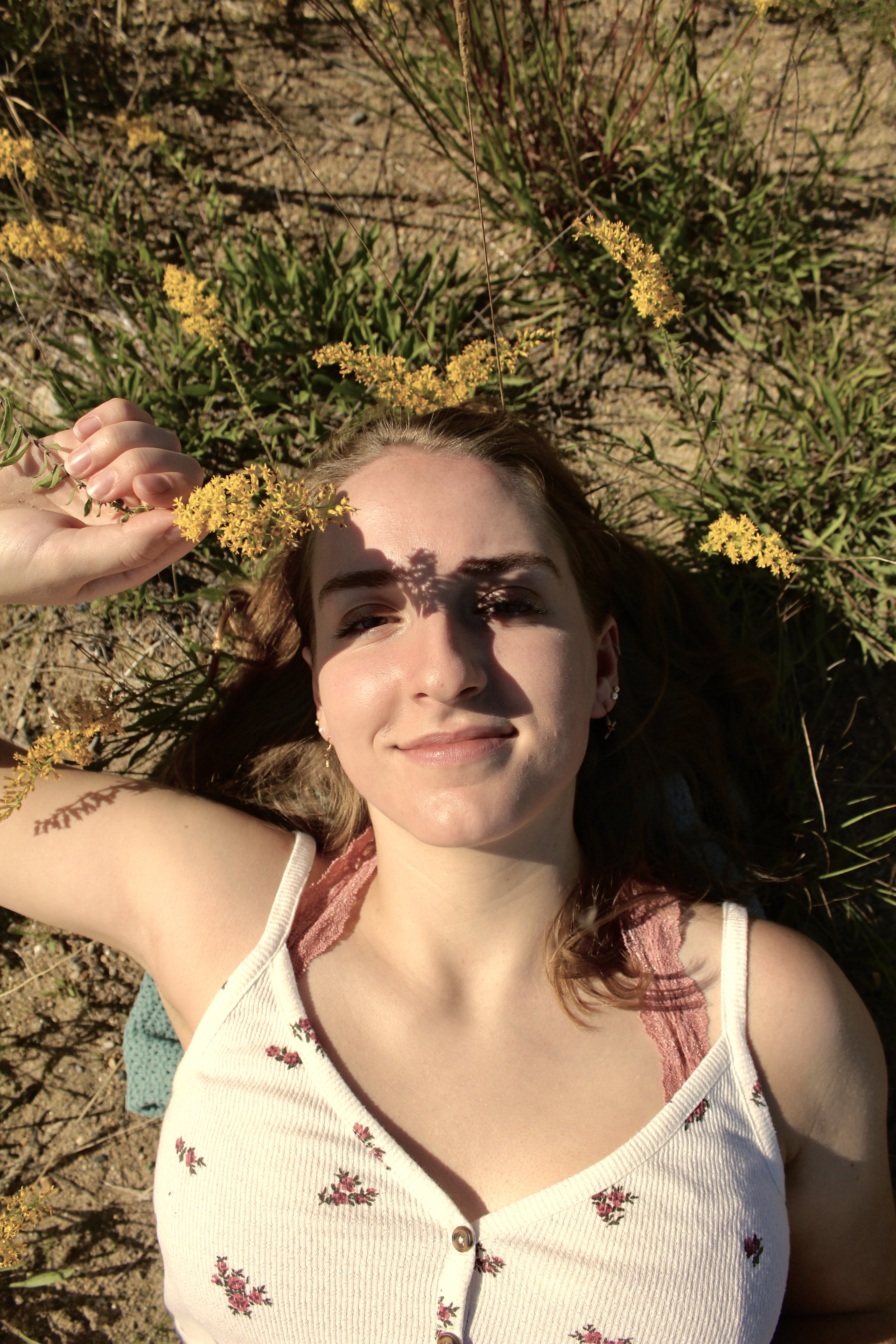 Girl in wildflower field