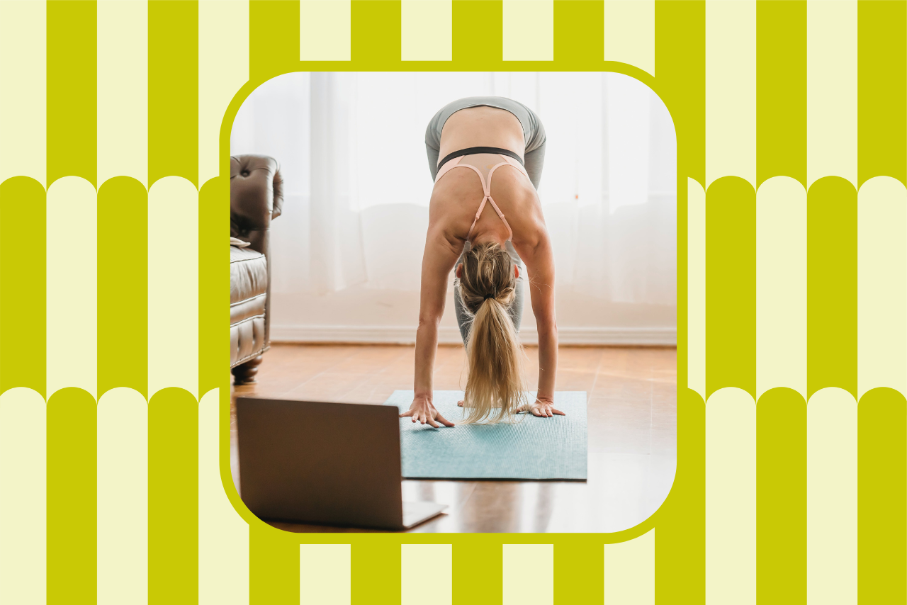 Woman doing an at-home workout.
