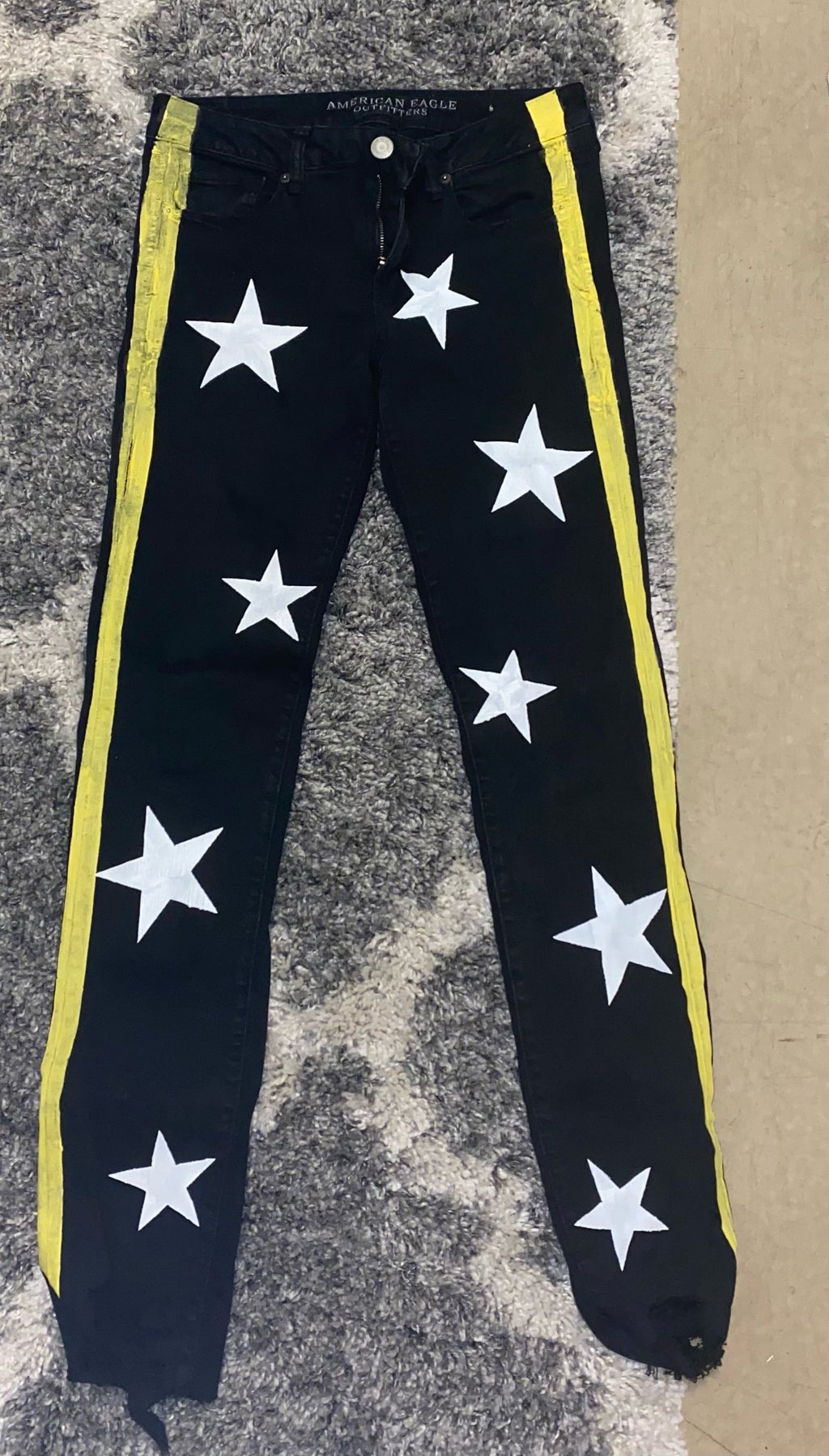 painted black jeans with stars