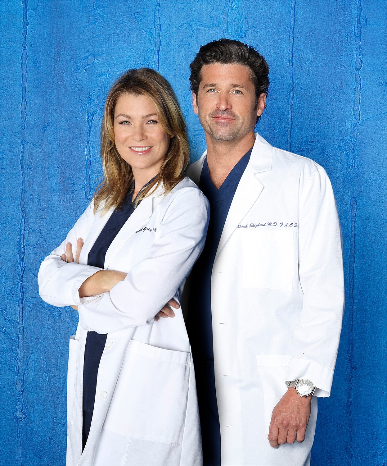 Ellen Pompeo as Meredith Grey and Patrick Dempsey as Derek Shepherd together