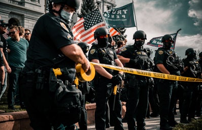Police during a Trump Rally