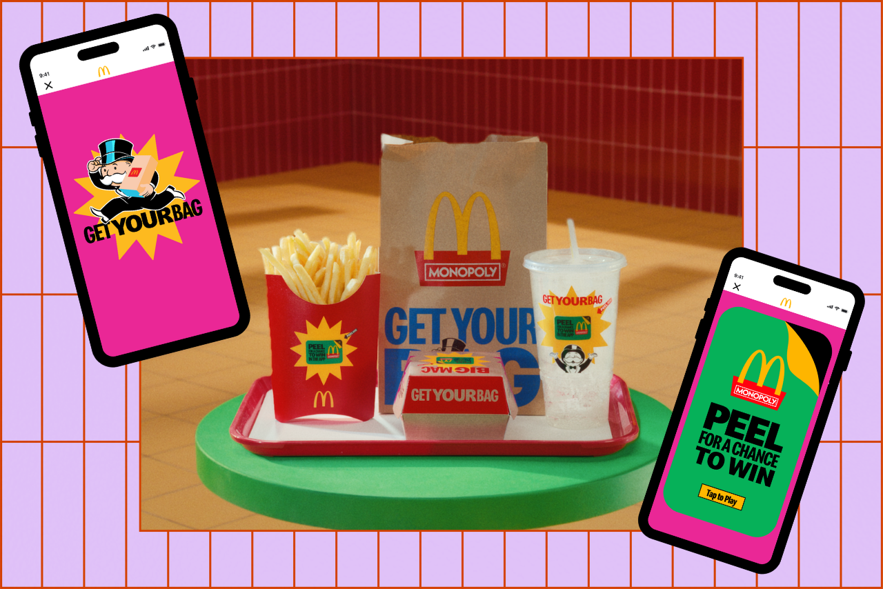 Mcdonald\'s x Monopoly collab of how to play Monopoly through the Mcdonald\'s app to gain rewards and a Mcdonalds meal