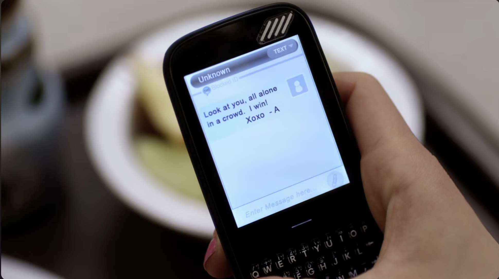 Text message from Aria to A from Pretty Little Liars