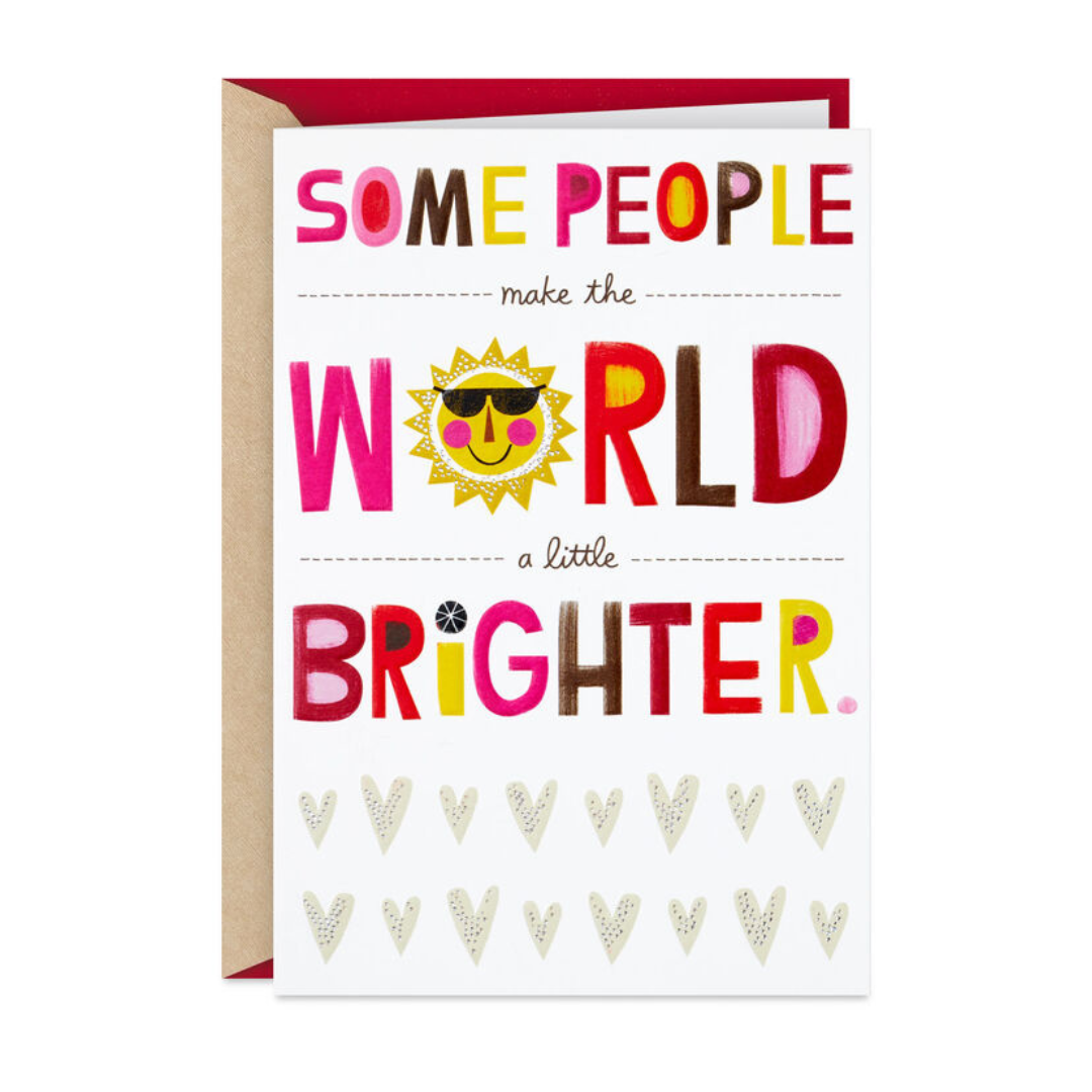 Greeting card with colorful text, \