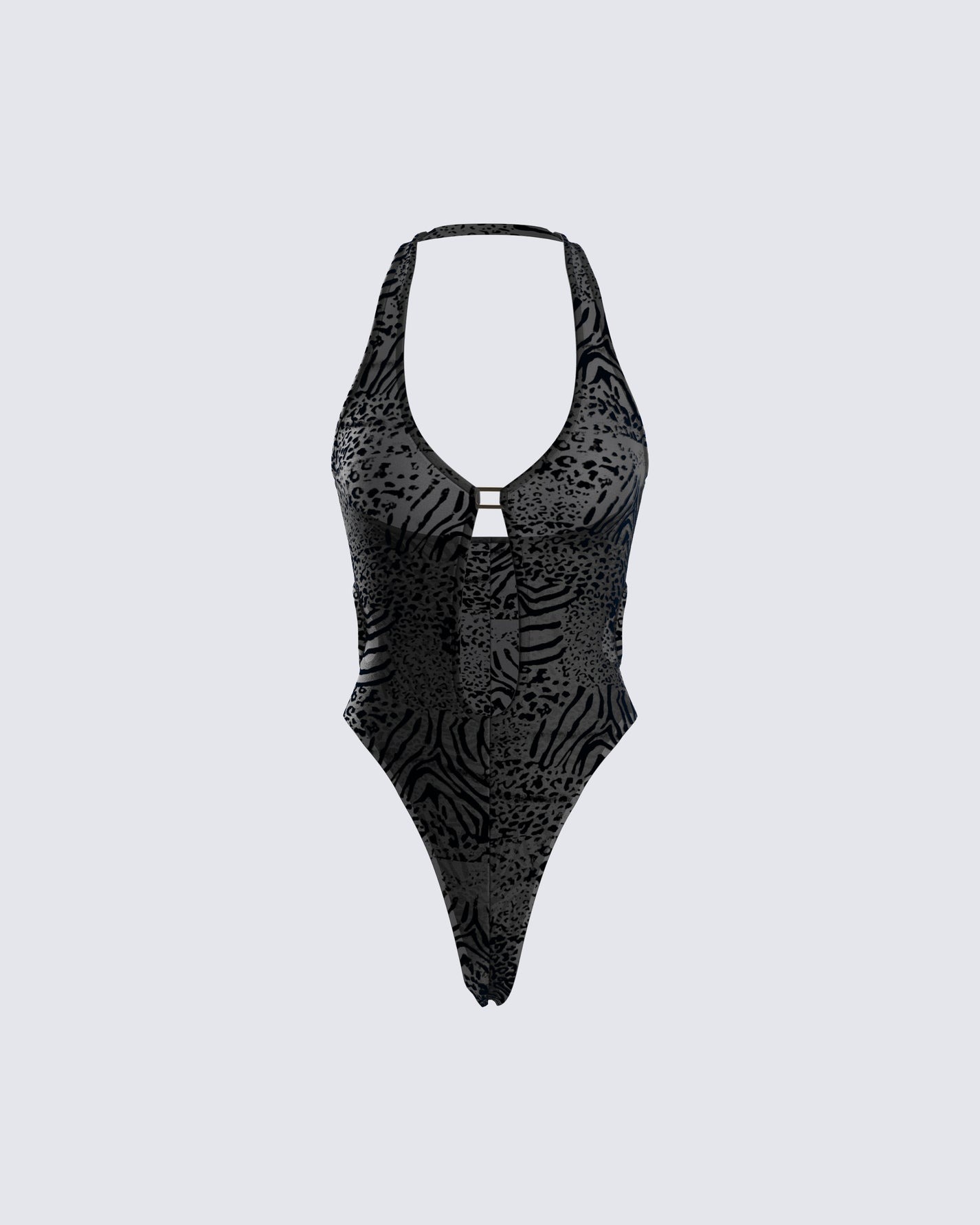 Finesse Raquel Black Animal Print Bodysuit