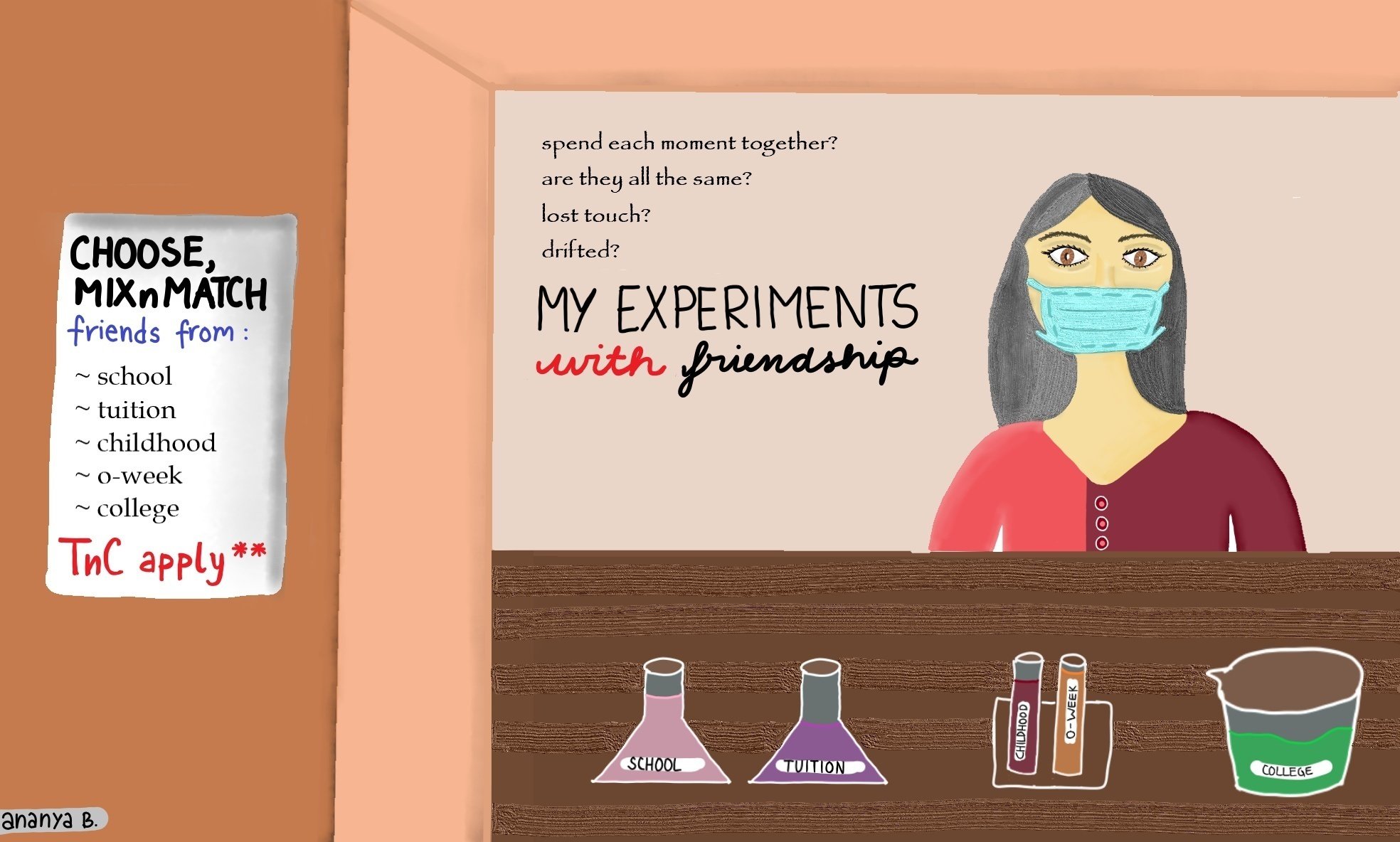 A women with mark in a lab