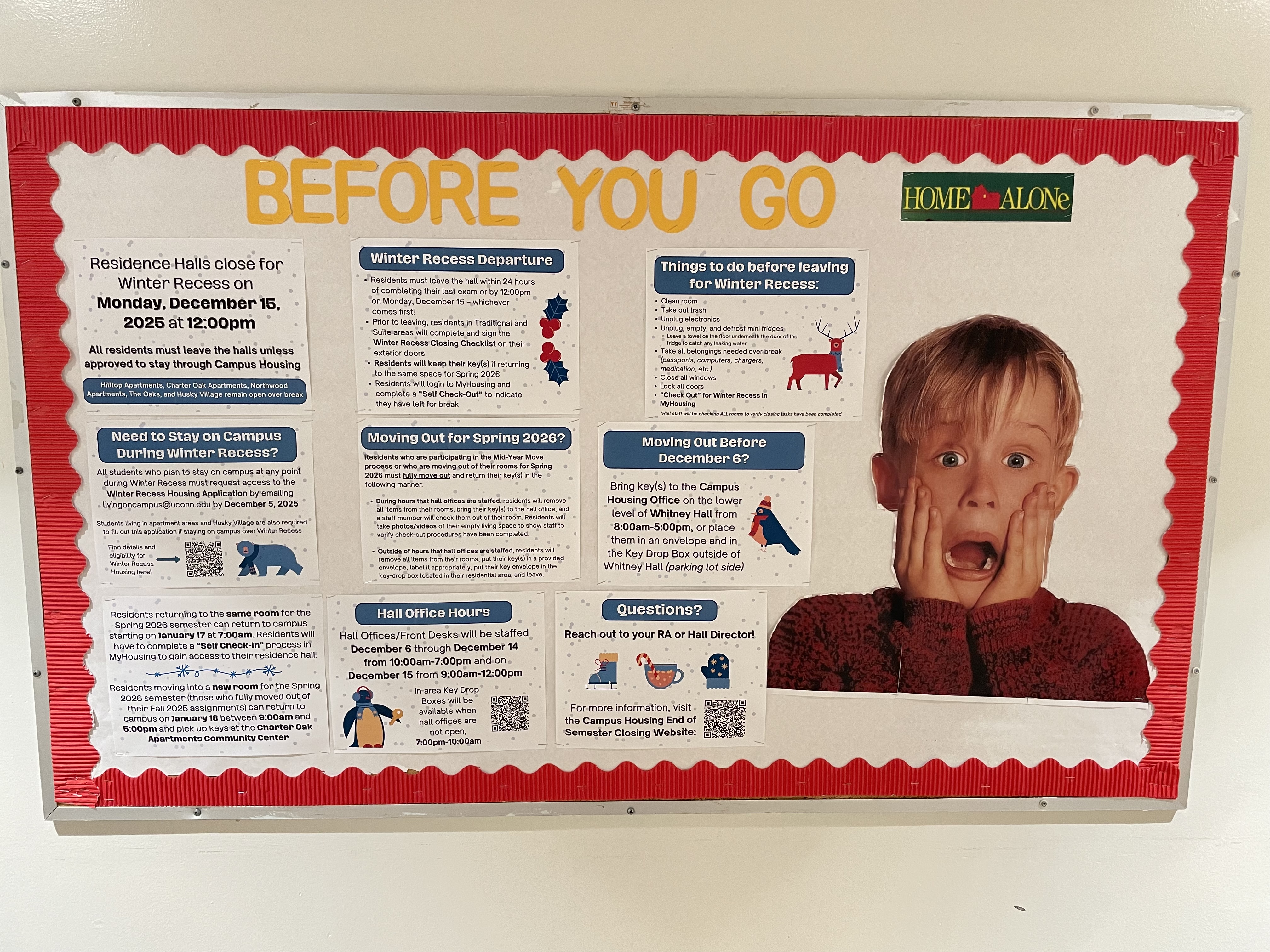 winter closing bulletin board