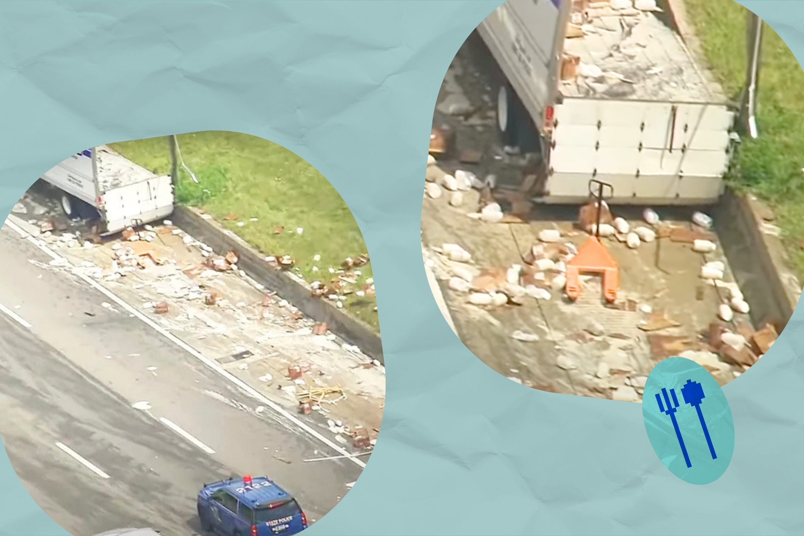 Photo of a semi-truck crash on a Michigan highway.