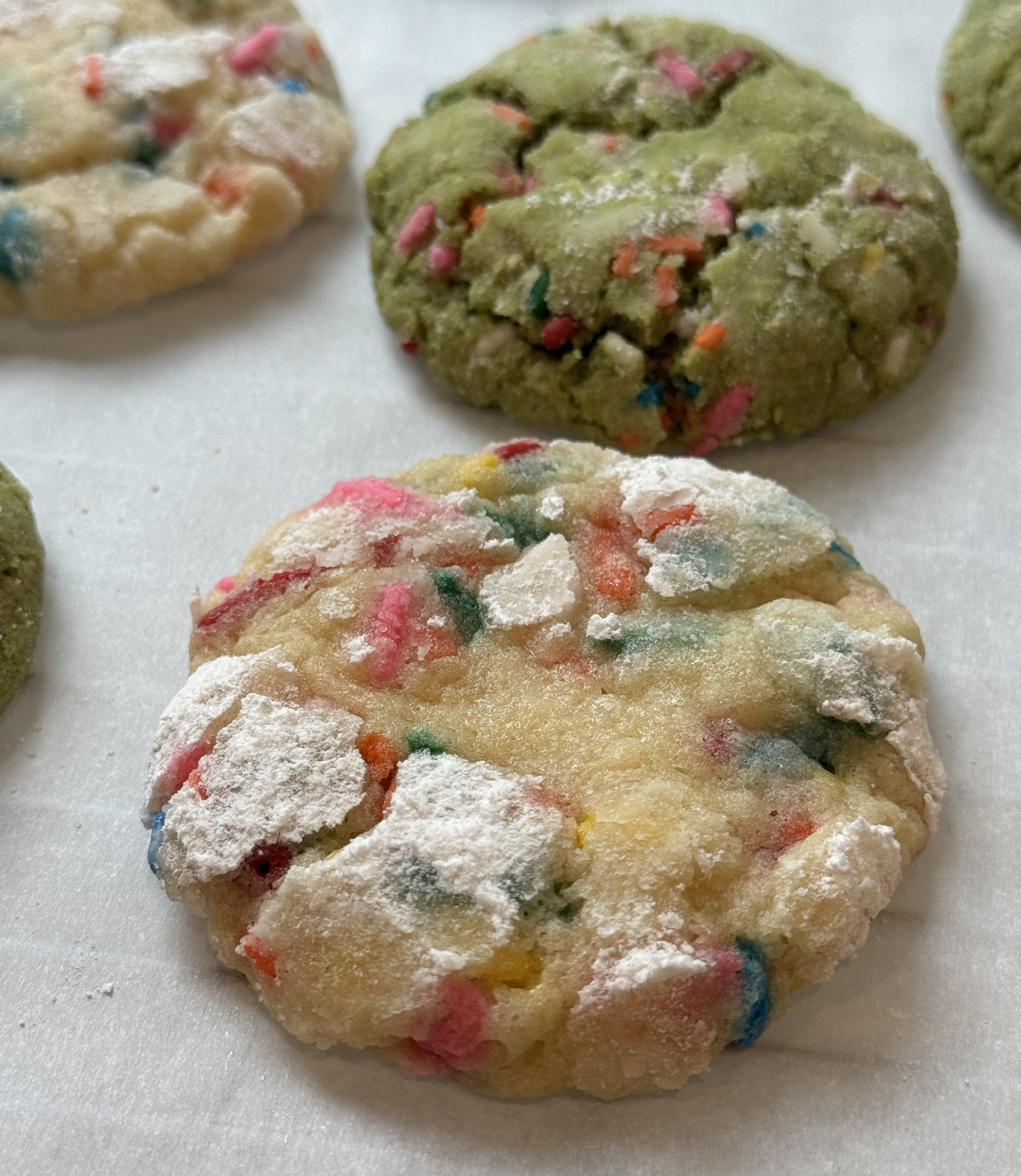 up-close funfetti crinkle cookies