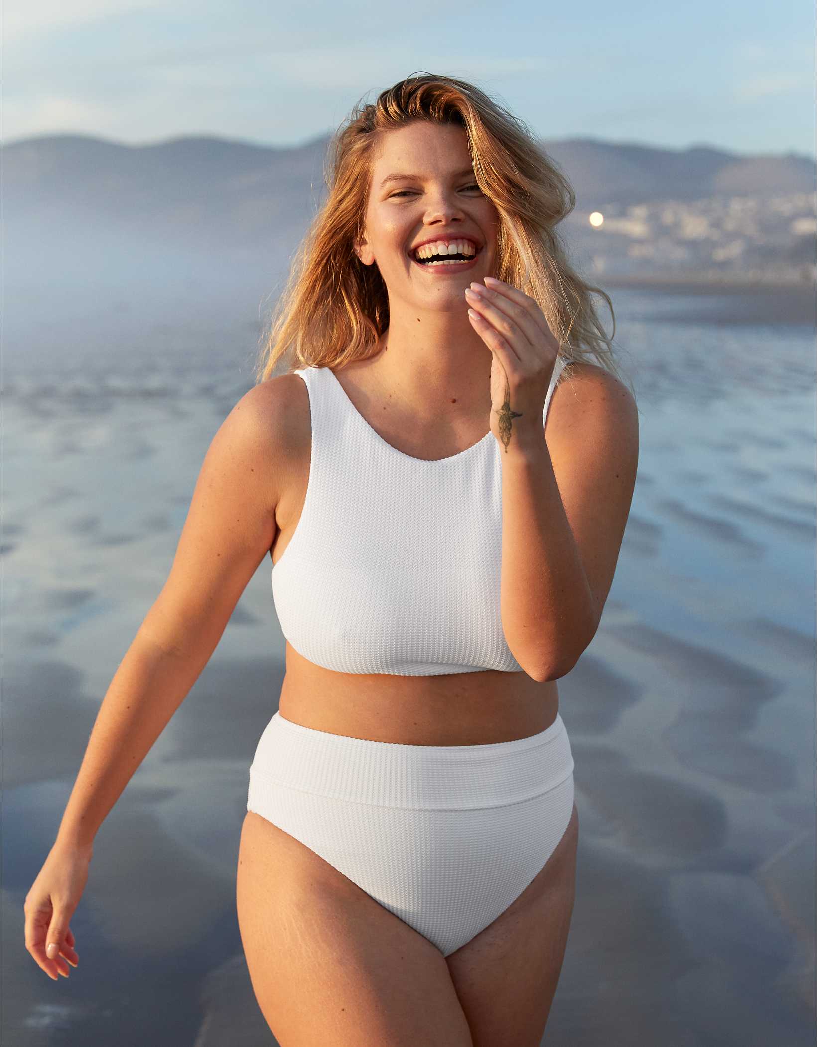 Boat neck top bikini set