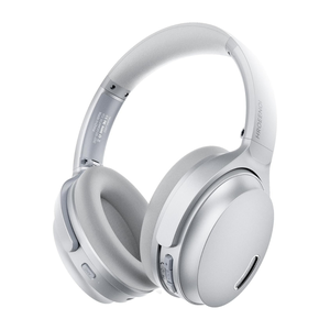 silver over-ear headphones