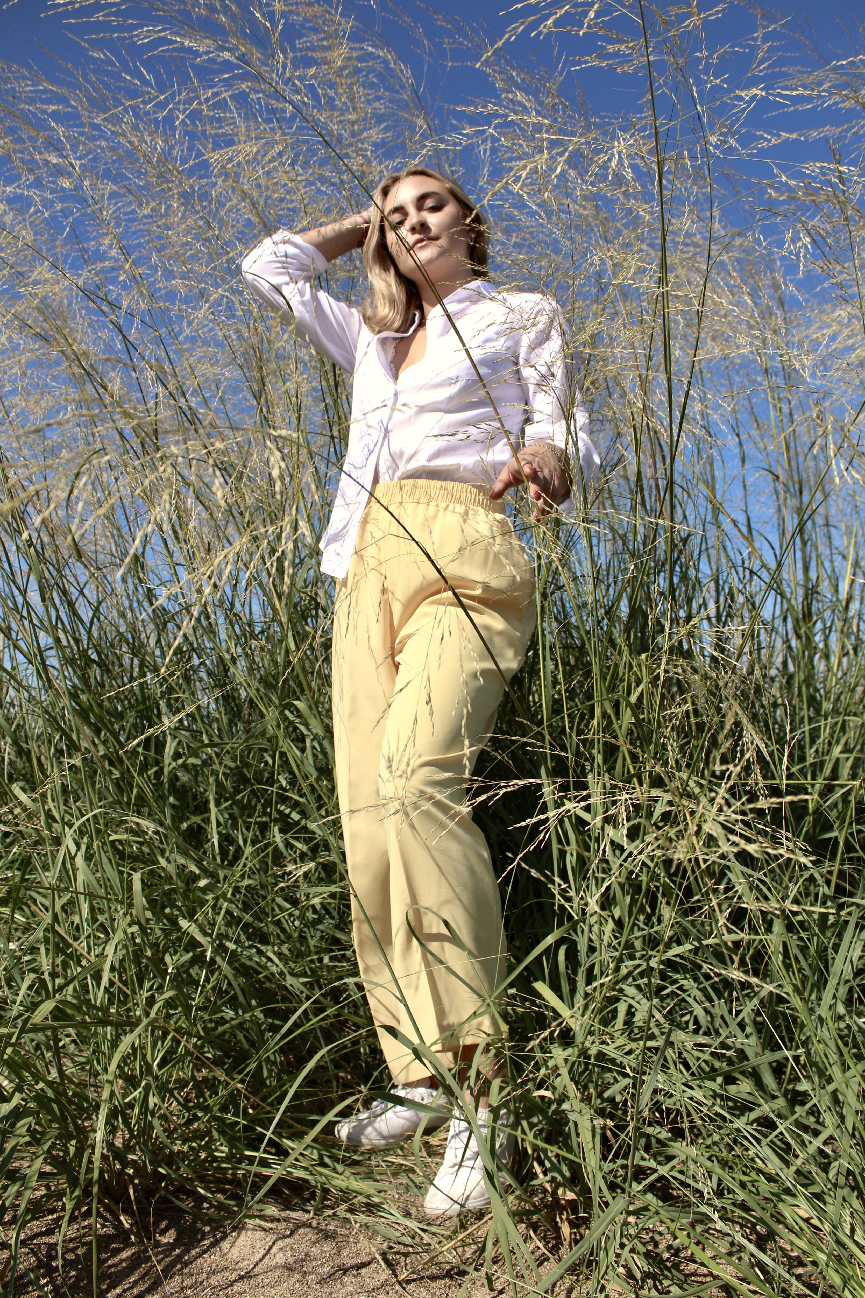 Girl in wildflower field