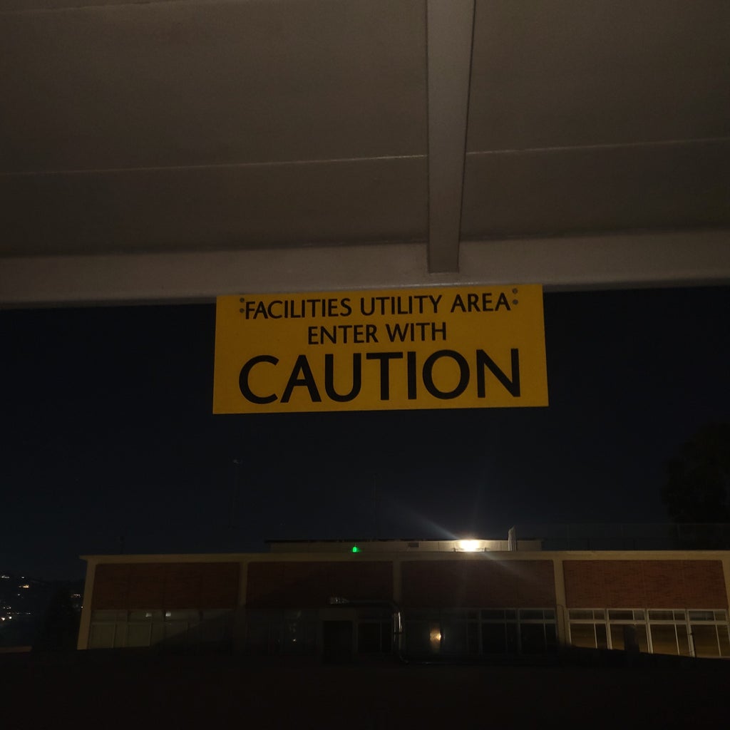 caution sign on roof