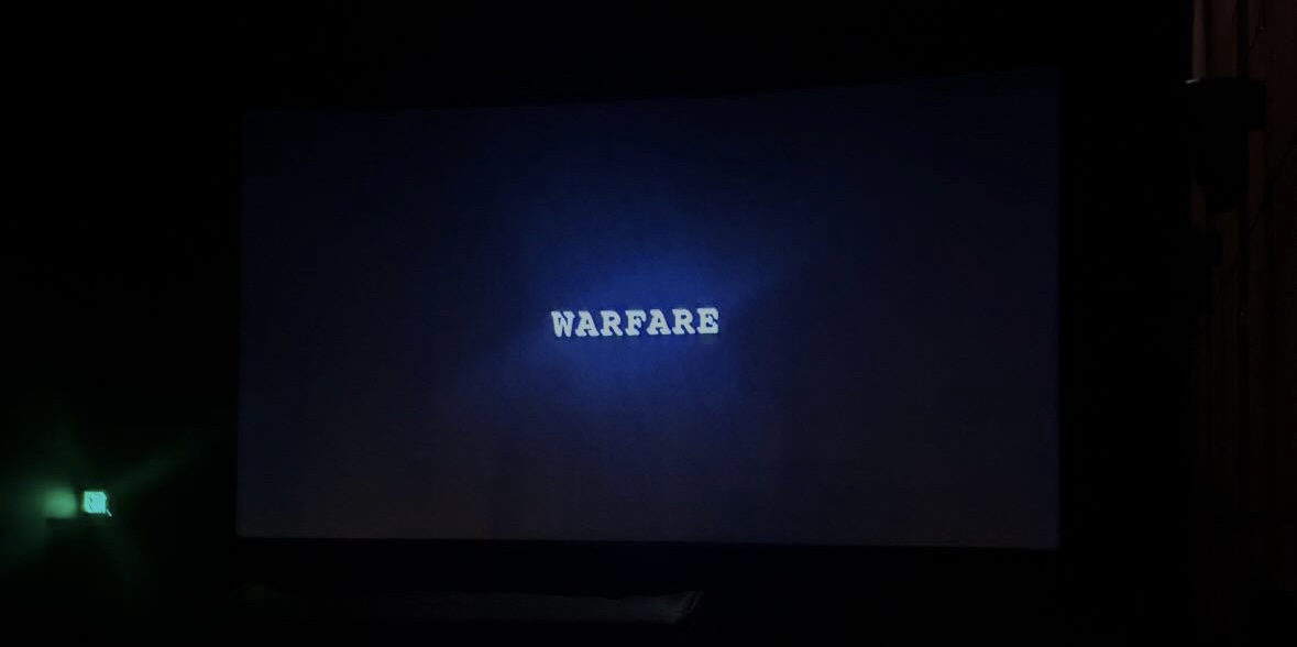Title scene of Warfare in theaters