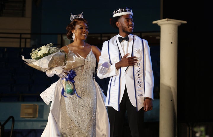 The photo is a picture of Hannah Selders at Hampton University’s Coronation Ceremony,, after being crowned Miss Hampton University