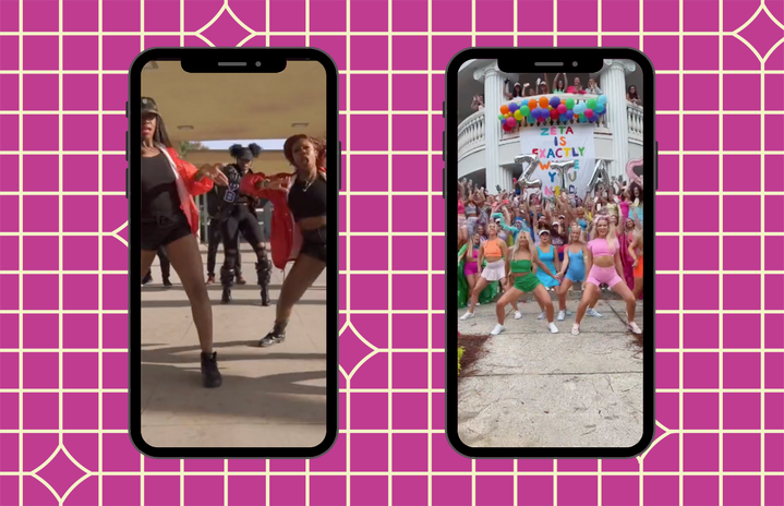 screenshots of dance rush videos on TikTok