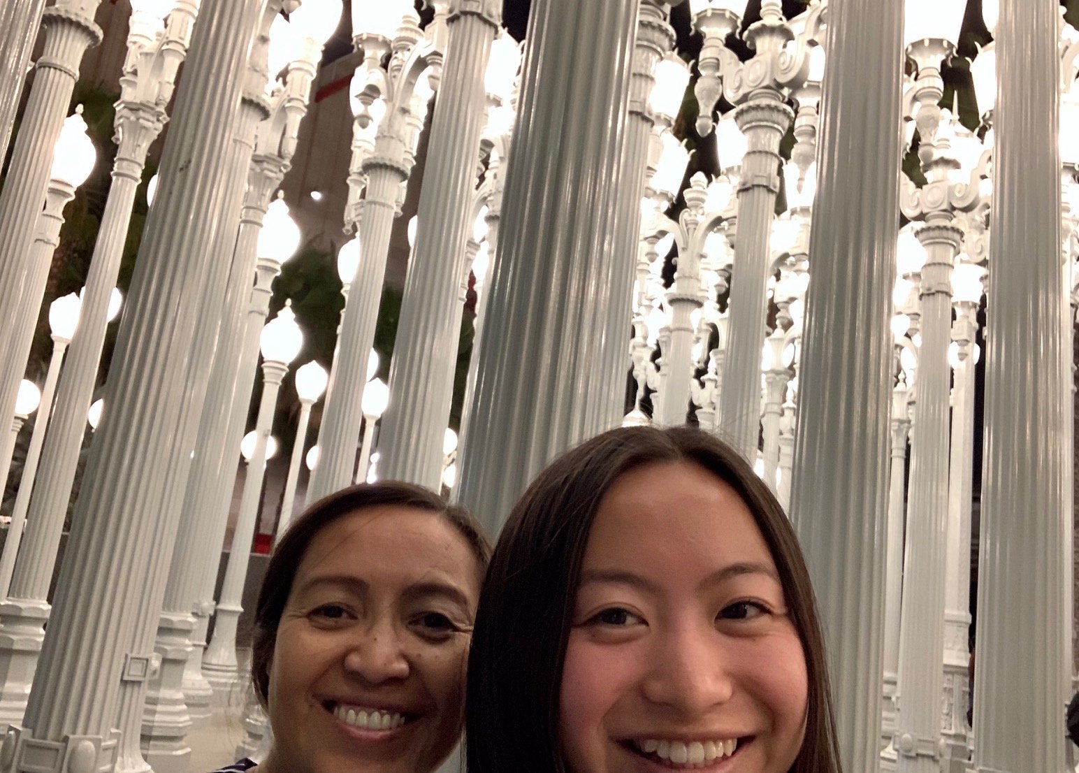 Ashley and mom at LACMA lights