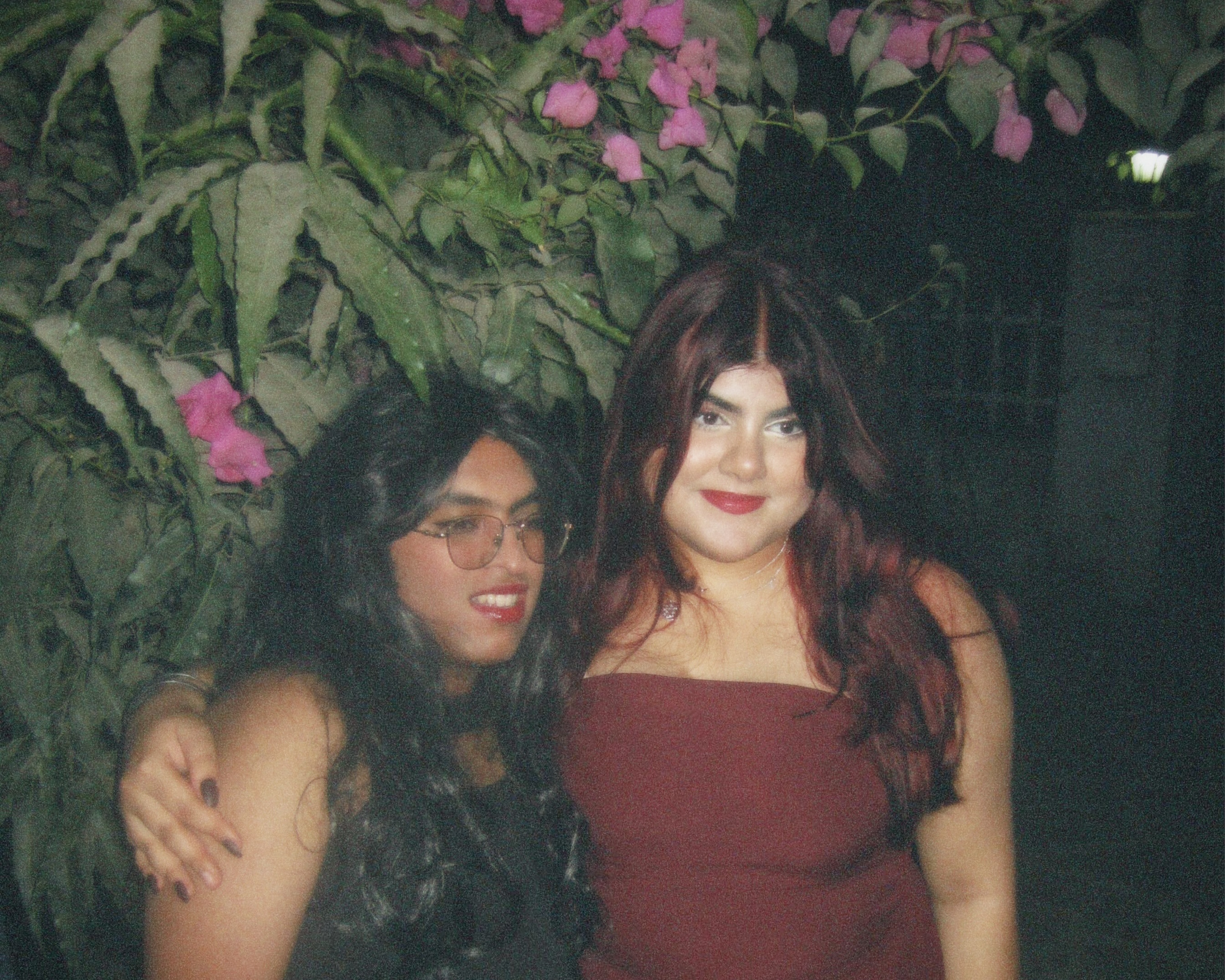 A picture of a girl (me) with a fake friend who looks disgusted.