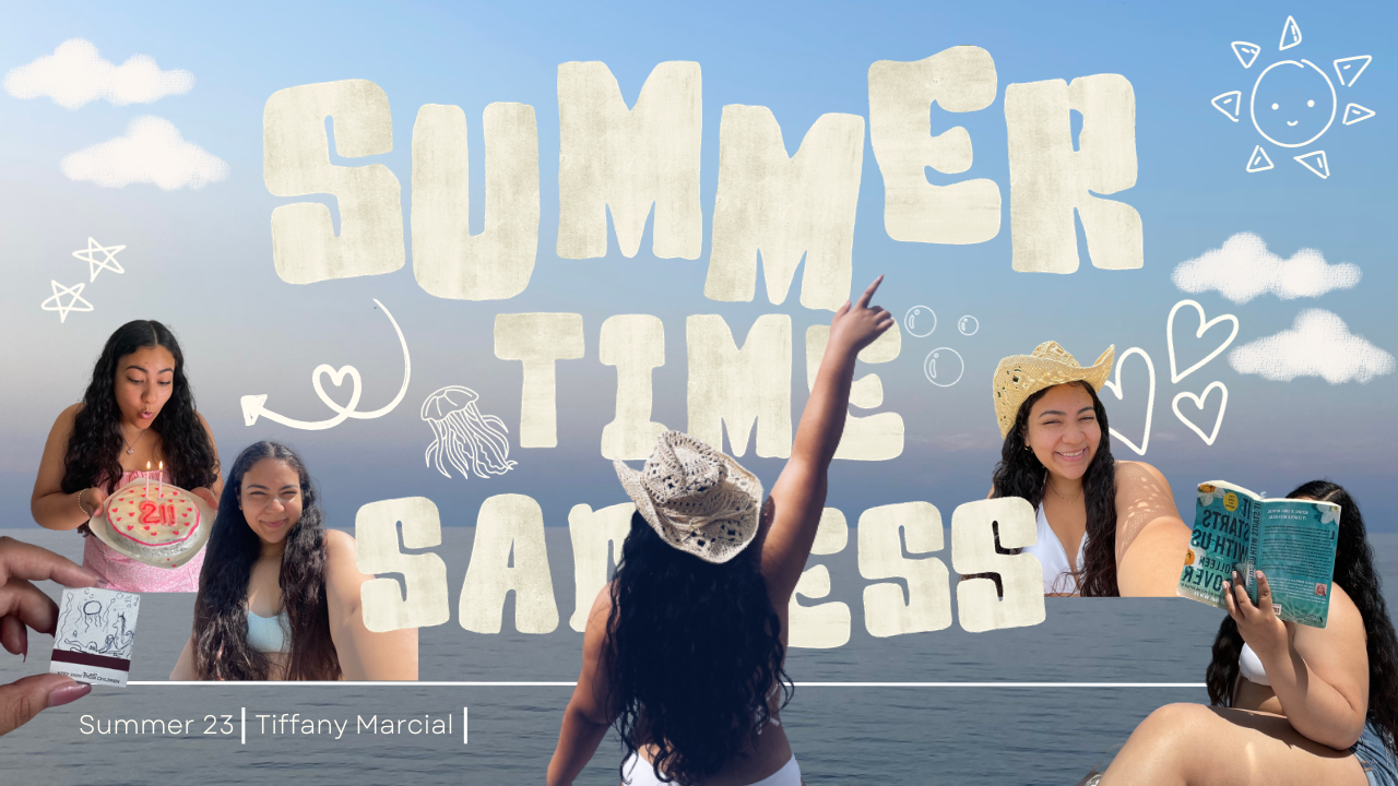 Scrapbook collage on top of lake view