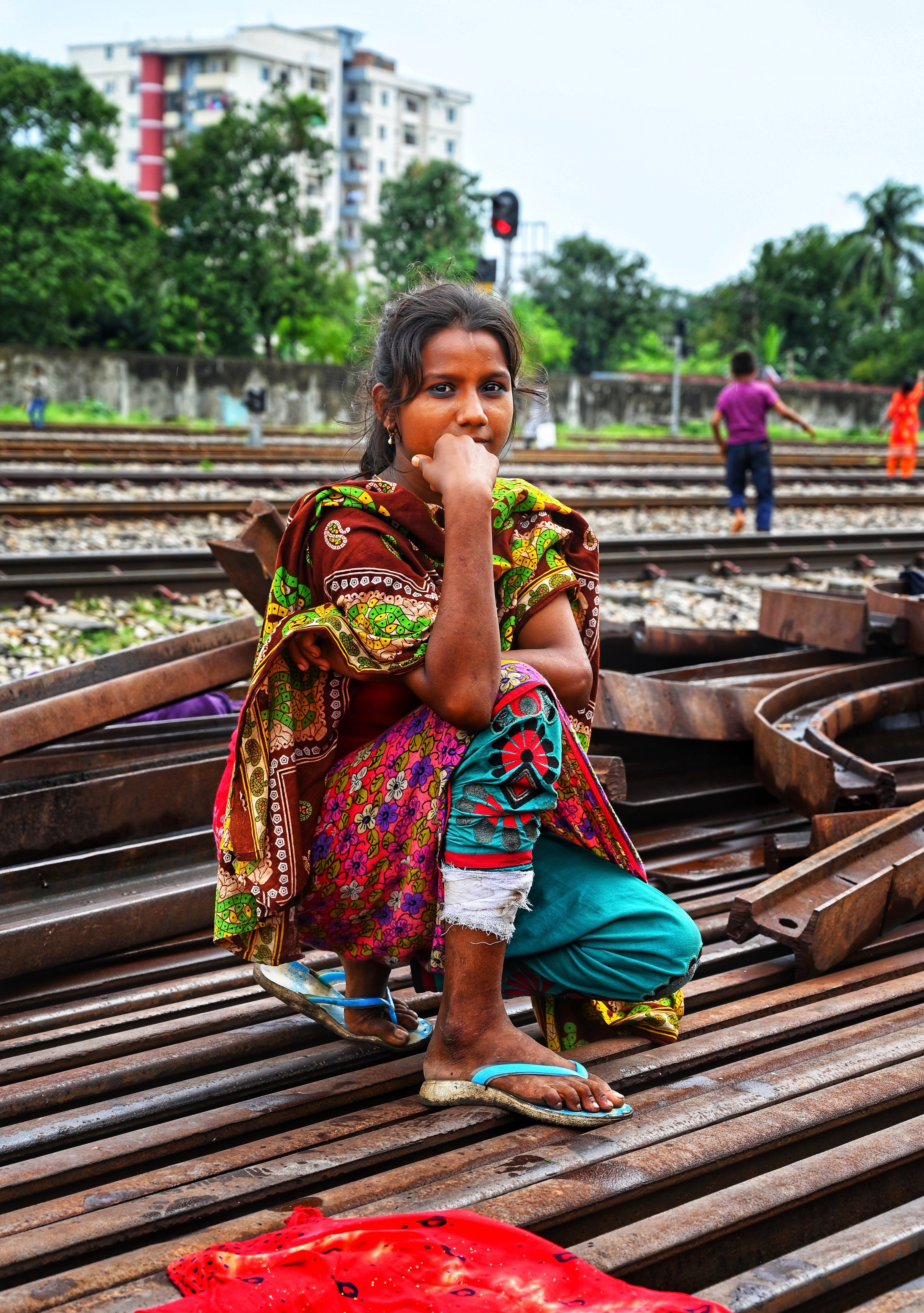 woman on railway in Bangladesh