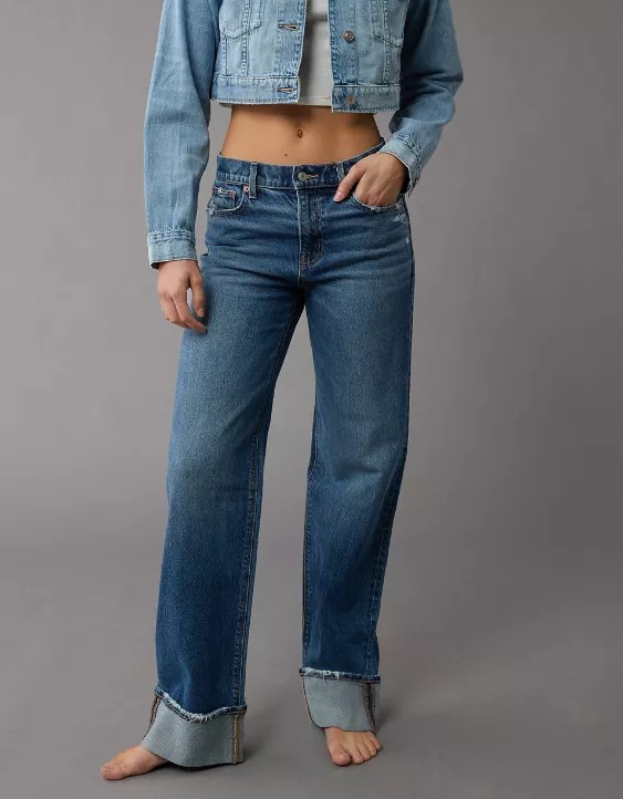 American Eagle Stretch High-Waisted Stovepipe Cuffed Jean