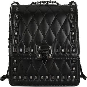 black faux leather studded cross body bag designer dupes