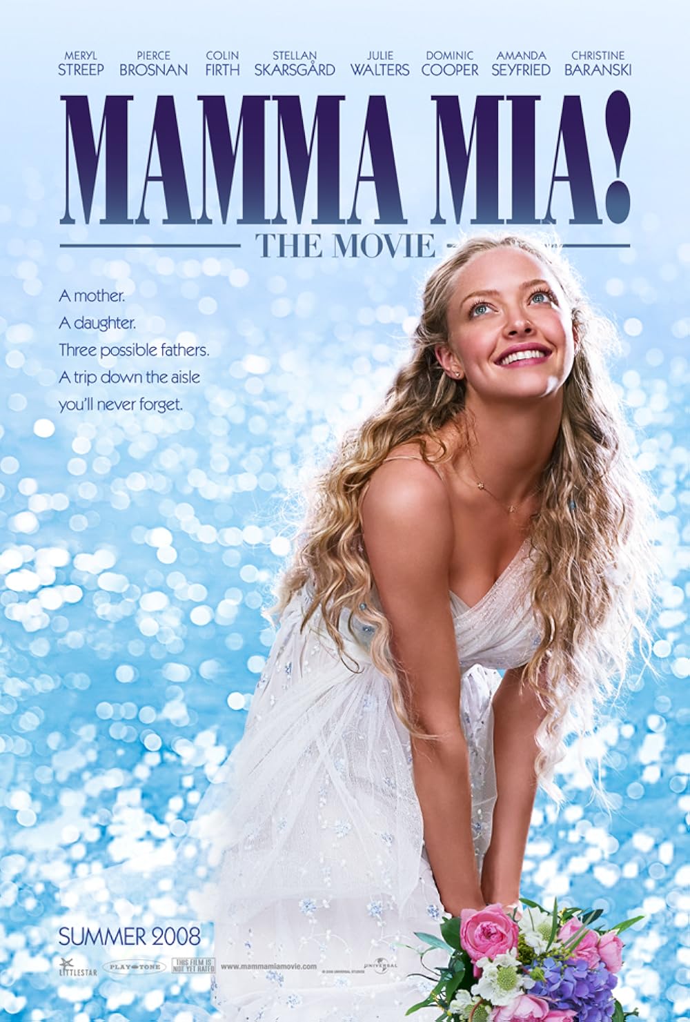 Amanda Seyfried in the Mamma Mia movie poster