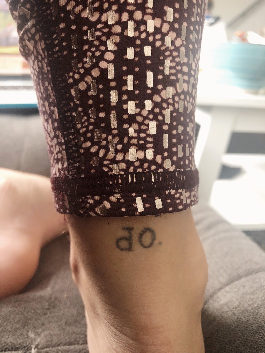 \"Do\" tattoo on back of ankle