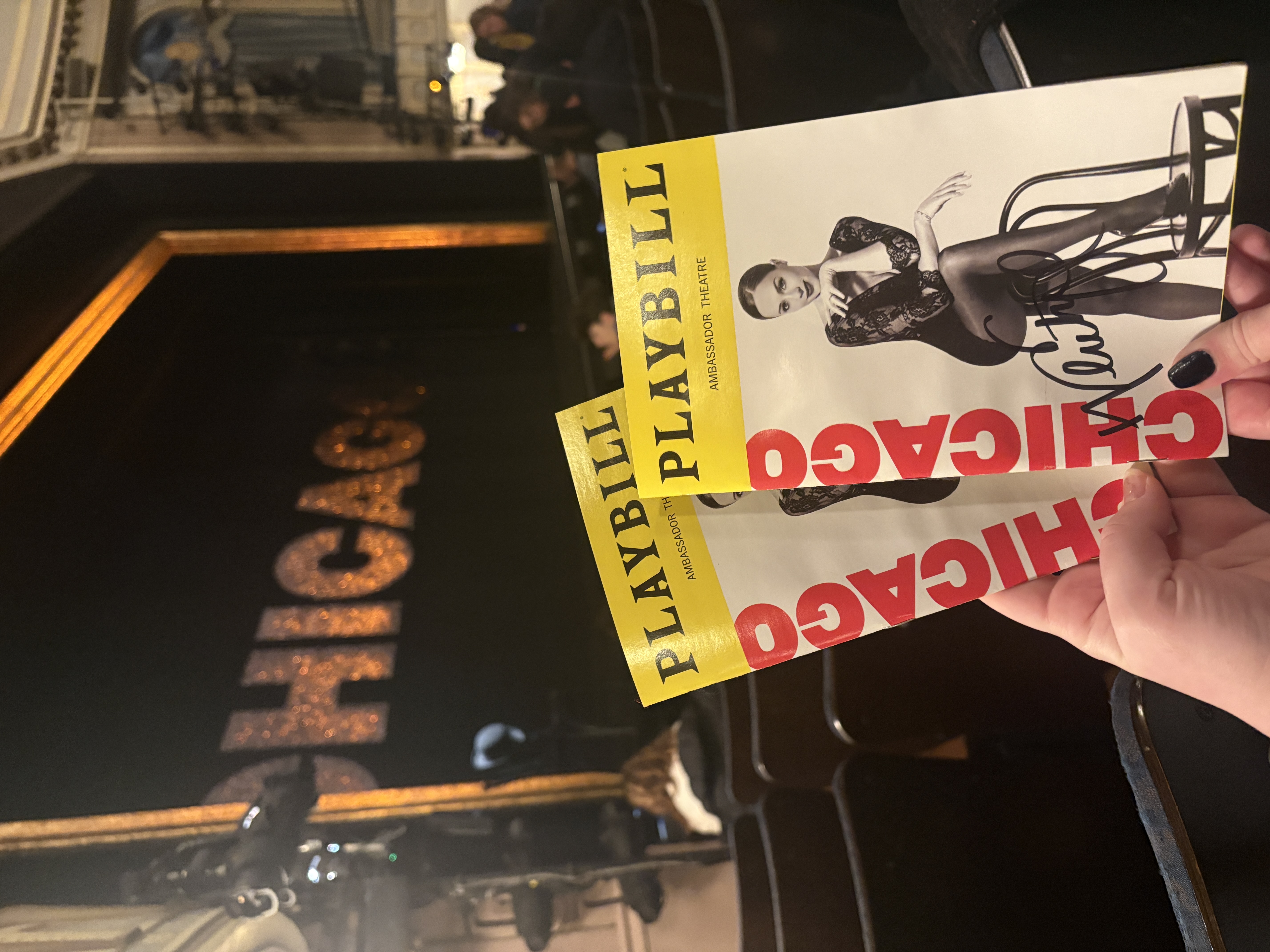 Gio and I\'s Playbills from Chicago on Brodway, pre-signed by Whitney Leavitt.