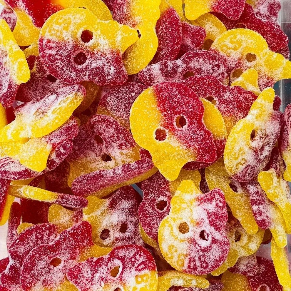 sour peach flavored skulls