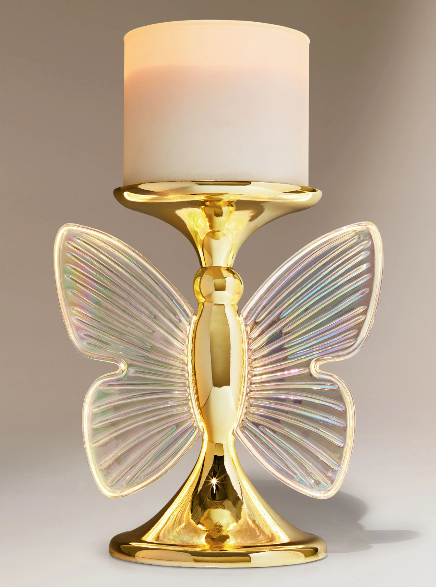 Illuminated Light-Up Butterfly 3-Wick Candle Holder