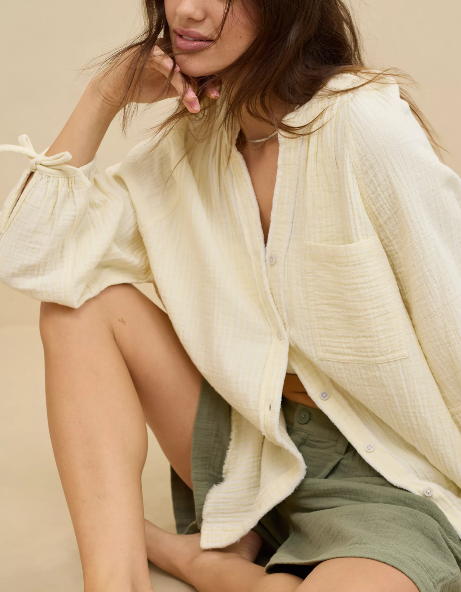 aerie beach cover up shirt pastel yellow